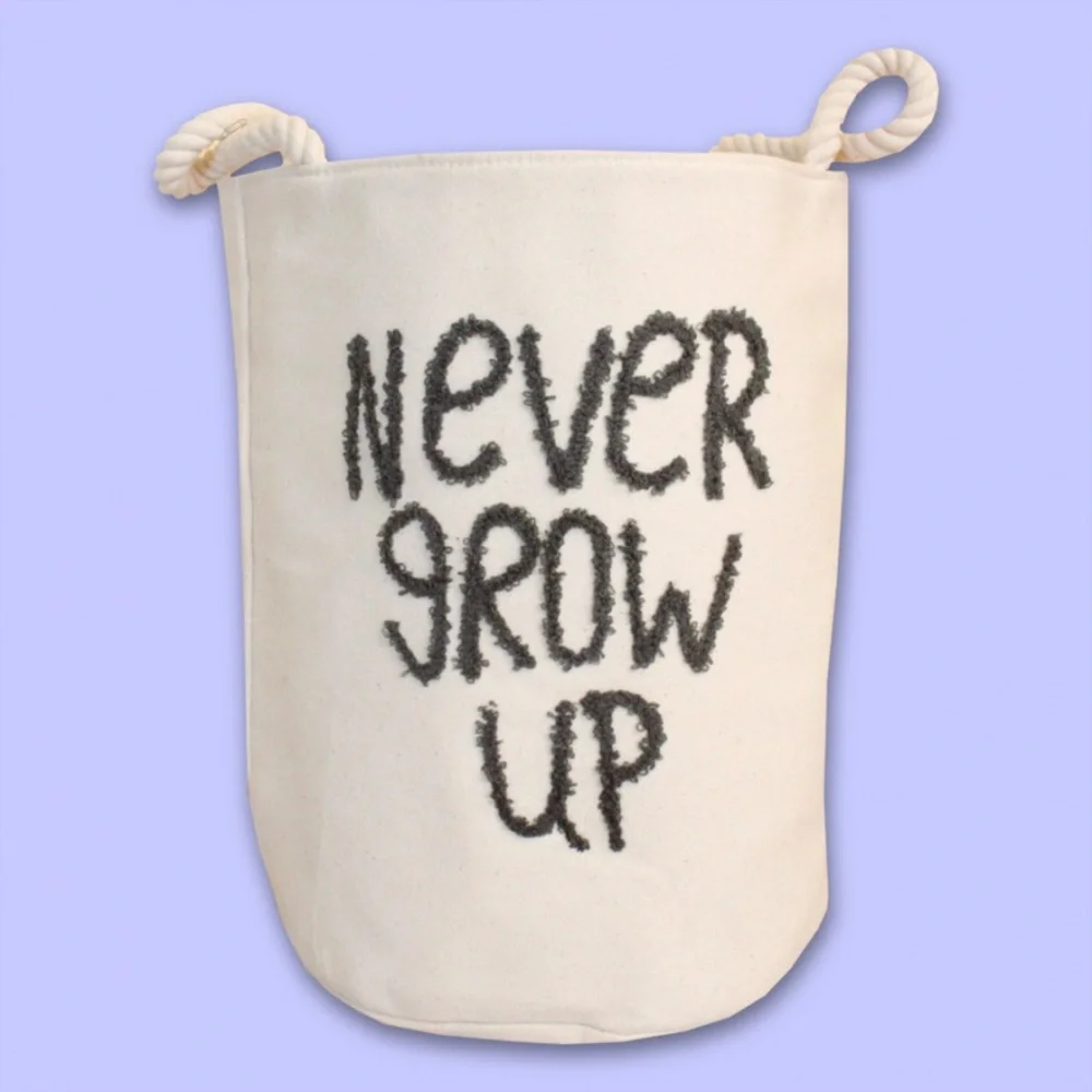 Never Grow Up bucket storage bag
